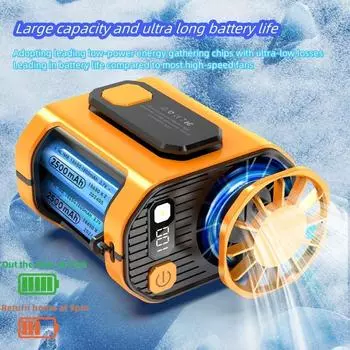 Подвесной уличный вентилятор на пояс, портативный вентилятор на пояс емкостью 3600 мАч с портативным светодиодным освещением, используется для кемпинга, пеших прогулок и бега. 3600mAh оранжевый