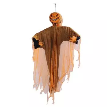 Hanging Pumpkin Ghost with Sound Battery Powered Rotatable Head Light Up Ghost Pumpkin Decoration fo
