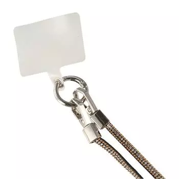 Hanging Rope Rhinestone Phone Strap with Gasket Clip Cell Phone Chain Jewelry Gift Silver-Long