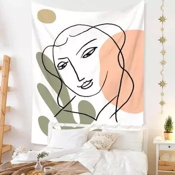 Hanging Tapestry Wall Bedroom Aesthetic Sun Moon Art Decor Background Photo Prop Orange