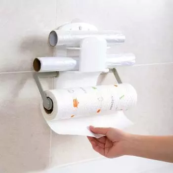 Hanging Toilet Paper Holder Roll Paper Holder Kitchen Stand Paper Rack Home Storage Racks Retractable Plastic Wrap Storage