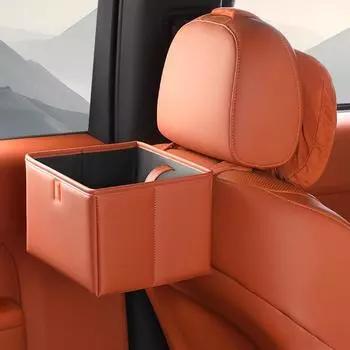 Hanging Vehicle Trash Can Leather Car Garbage Bin Car Interior Accessories