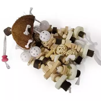 Hanging Wooden Blocks String Tearing Health Bird Parrot Cage Chewing Accessories Bird Grinding Holder Play Toys CHINA