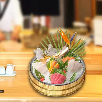 Хангири Чаша для риса Оке Ванна Обеденная тарелка Неглубокий контейнер для еды Смешивание деревянных суши 28cm beige