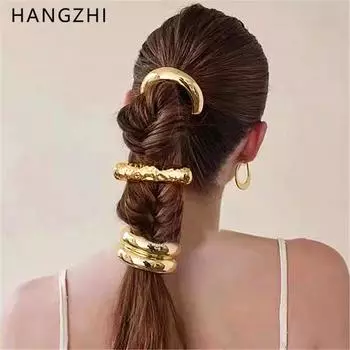 HangZhi металлическая гладкая эластичная петля для волос повязка для волос «конский хвост» заколка для волос головные уборы винтажные модные украшения для волос аксессуары 2024 Новинка
