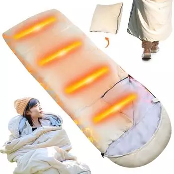Hankins [обновленная версия 2024 года] Спальный мешок, зимний спальный мешок с электрическим подогревом, Sheruff, всесезонный, компактный, может стать подушкой, 3 уровня
