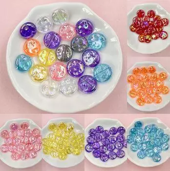 Hanmade 20 шт. Акриловая цепочка для мобильного телефона, круглая, сделай сам, материалы ручной работы, однотонная, 12 мм, свободные пуговицы, многогранный браслет своими руками красный