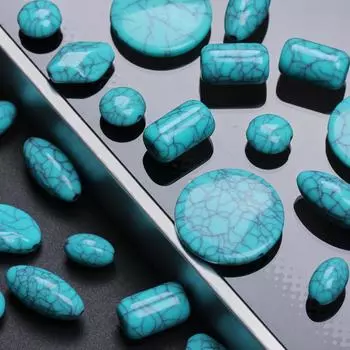 Аксессуары ручной работы Геометрические подвески DIY Ожерелье с имитацией бирюзы Бусины-разделители Плоские круглые 11-25 мм Зеленый Цвет 7 стиль 30-5 шт. Для изготовления ювелирных изделий Flat Stone