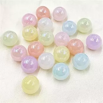Hanmade Acrylic for Bracelet Earring Making 16mm DIY Jewelry Accessories Loose Beads Round Beaded Material 10pcs Jelly Color Dazzle Color Fashion разноцветный