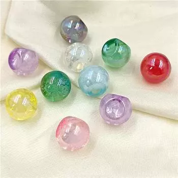 Hanmade Bubble Beads 10Pcs DIY Jewelry Accessories Creative Necklace 17mm Fashion Round Charms for Bracelets Making Exquisite AB Color чёрный