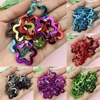 Hanmade DIY Jewelry Accessories 10Pcs Star Pendant for Necklace Earrings Making Loose Beads 30mm UV Color Plating Fashion Acrylic зелёный
