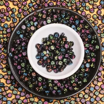 Hanmade для изготовления ювелирных изделий, ручная работа, поделки, свободные бусины, сделай сам, разделители, акриловые бусины, многоцветный подарок на день рождения, 40 шт., 6,5 мм, принадлежности для двенадцати созвездий