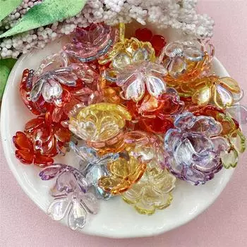 Hanmade для изготовления ювелирных изделий, высококачественное ожерелье своими руками, цветок Галсанг 14,7 мм, акриловые новые 100 шт., свободные бусины, серьги, модные браслеты оранжевый