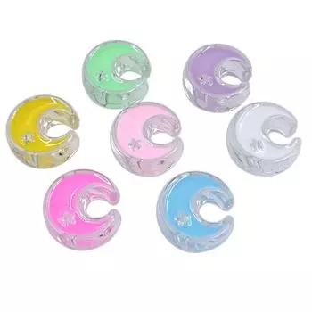 Hanmade Drip Oil Acrylic for Bracelet Necklace Making Transparent Pendants Creative Starmoon Beads 5Pcs DIY Jewelry Accessories Fashion Material розовый