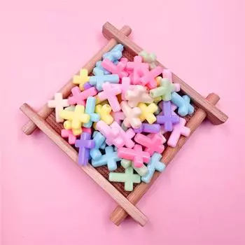 Hanmade Fashion Macaron Color DIY Jewelry Accessories Ожерелье Браслет Система Крем Материалы для изготовления Крест Свободные Бусины Весенний Цвет 50 шт. оранжевый