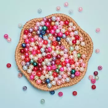 Hanmade for Necklace Bracelet Earrings Jewelry Acrylic Round Fashion Spacer Loose Beads 200/100PCS/Pack Handmade 6/8mm DIY 6mm разноцветный