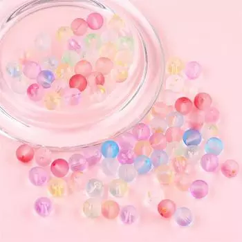 Hanmade Glass Fantasy Bracelet Necklace Beaded Loose Beads Gold Powder Frosted Double Color 50Pcs 8mm Round DIY Jewelry Accessories Fashion