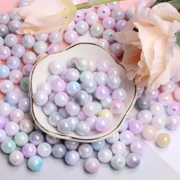 Hanmade Jewelry Beaded Material AB Color 8/10mm 200pcs Round Beads DIY Earrings Bracelet Fashion Handmade Accessories Two-color Necklace 8mm разноцветный