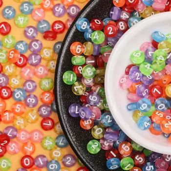 Hanmade Necklace Round Beaded Material 50pcs DIY Mobile Phone Chain 6.5mm Bracelet Making Accessories Acrylic Fashion Digital Beads Style 1