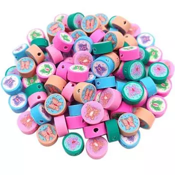 Hanmade Round Flat Beads Jewelry Accessories Soft Pottery Creative for Bracelet Necklace Making DIY Handmade Material 10Pcs Fashion 10*5mm синий