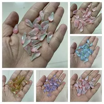 Hanmade, старинный стиль, 50 шт., сделай сам, постепенно меняющий цвет, мясистые лепестковые бусины, материал 9x17 мм, нефритовая шпилька, ручная работа, глазурованные лепестковые бусины