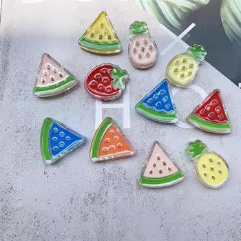 Ханмейд Ананас Милые Красочные Находки Клубника Арбуз Акриловые Бусины Для Изготовления Ювелирных Изделий Капающее Масло Кулон 3 ШТ. Ожерелье Браслет DIY Pineapple синий