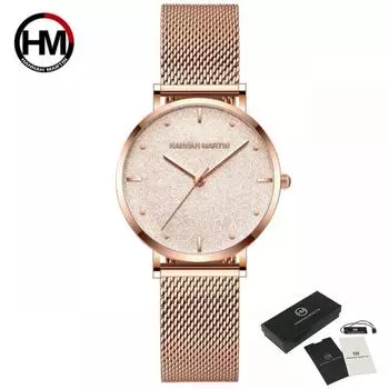 Hannah Martin Sahara Desert Dial Design Лучший бренд класса люкс Япония Кварцевые наручные часы Сталь Водонепроницаемые часы для женщин Наручные часы серебряный