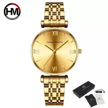 Hannah Martin Женские часы Наручные часы из розового золота Женские кварцевые часы для моды Кварцевые часы Роскошный классический дизайн Женские наручные часы розового золота