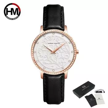 Hannah Martin Женские кварцевые часы 3D гравировка Часы Модные водонепроницаемые часы Лучшие роскошные брендовые женские часы 30 м водонепроницаемые наручные часы белый