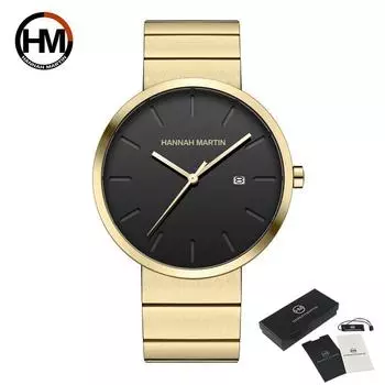 Hannah Martin Женские кварцевые часы Роскошные женские часы с кристаллами-браслетом Лучший модный бренд Повседневные женские кварцевые часы Стальные женские наручные часы чёрный