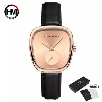 Hannah Martin Женские кварцевые часы Сталь Милан Сетчатый ремень Кварцевые часы Женские роскошные дизайнерские европейские повседневные часы с кожаным ремешком Steel Belt белый