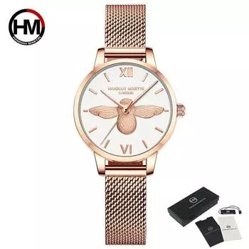 Hannah Martin Женские Наручные Часы Лучший Бренд Роскоши Япония Кварцевый Механизм Розовое Золото Дизайнерские Элегантные Стильные Часы Для Женщин Кварцевые Часы белый