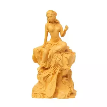 Hanro Art Seven Lucky Feng Wood Процветающая Хорошая Хорошая Теплота из Высококачественного Натурального Самшита 15 см x Ширина x Глубина Скульптура, Бензайтен, Боги, Шуй,