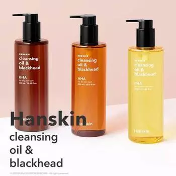 Hanskin Cleansing Oil & Blackhead AHA, BHA, PHA, 300мл, корейская очищающая косметика, популярный продукт AHA 1peace