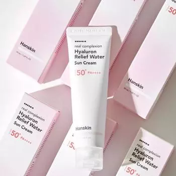 Hanskin Real Complexion Hyaluron Relief Water Солнцезащитный крем 50 мл SPF50+ PA++