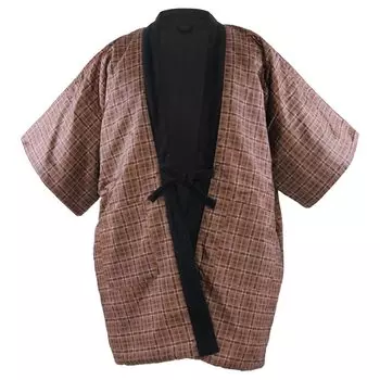 Hanten без рукавов без рукавов хлопок зимний флис C коричневый решетка [KYOETSU] Мужской (Без рукавов, 13.Темный (безрукавный), L)