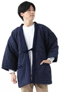 Hanten Kurume Kurume Tsumugi Arrow Navy Blue [Tayutaf] Мужские Хантен, Ори, Ори, Перья,