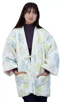 Hanten Scandinavian Pattern Back Boa LL Large Size [Yurakuan] Women s (Nordic Leaf, LL)