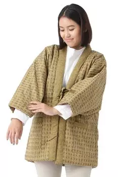 Hanten Сделано в одном размере, подходит для хлопка Tanzen [Tayutaf] Женский Hanten, Kurume, Япония, Милый, Эпонж, Стандартный, Большинство, Наполнитель, Chanchanko, Dotera, (желтый