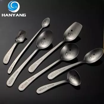 HANYANG 304 из нержавеющей стали, креативный смайлик, наклонная ручка, ложка, палочки для еды, вилка, столовые приборы