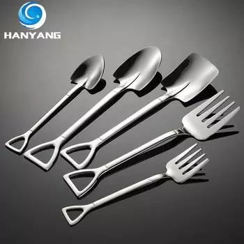 HANYANG 304 Лопата из нержавеющей стали, вилка, ложка, арбузная ложка, кофейная ложка, маленькая креативная ложка