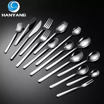 HANYANG 304 Ложка из нержавеющей стали, нож, вилка, ложка, западная посуда, Ruyi, длинная ложка для льда, длинная ложка для льда, магазин десертов, общественная ложка