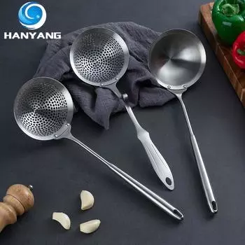 HANYANG 304 Нержавеющая сталь с длинной ручкой, половник для супа, домашний половник для тушеного мяса, воронка для супа, полая ручка, теплоизоляция, глубокий половник для супа wall-mounted funnel