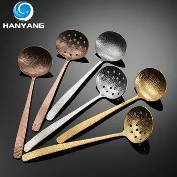 HANYANG 304 Нержавеющая сталь, тушеная кастрюля, половник для супа, большой половник для супа, модель с молотком, титановая позолоченная кухонная посуда для отеля