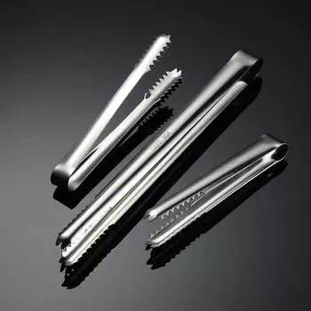 HANYANG 304 Нержавеющая сталь Зажим для льда Квадратный зажим для сахара с зубцами Нескользящий зажим для кубиков льда Ресторан Зажим для полотенец 13cmx1.7cm