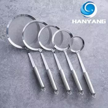 HANYANG 304 Широкая боковая круглая стальная ручка ситечко для утечки из нержавеющей стали Кухонные принадлежности Посуда Воронка Воронка Горячий горшок для супа