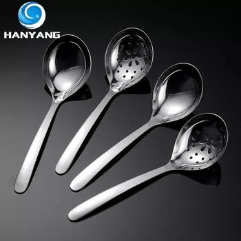 HANYANG 304 суповая ракушка из нержавеющей стали, суповая ложка, бытовая утолщенная креативная большая ложка с длинной ручкой, большая ложка с утечкой, гостиничные принадлежности