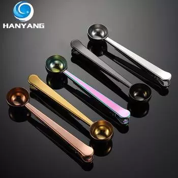 HANYANG 430 Зажим для кофейной ложки из нержавеющей стали, универсальный уплотнительный зажим для сумки с PVD-титановым покрытием