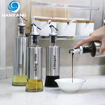 HANYANG Бутылка для приправ из нержавеющей стали Кувшин для масла Бутылка для соевого соуса Бутылка для уксуса Стеклянная бутылка Бутылка вина Банка для уксуса Бутылка для распыления масла