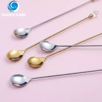 HANYANG Creative 430 нержавеющая сталь с длинной ручкой алмазная ложка для льда барная ложка для перемешивания меда бытовая ложка ложка из нержавеющей стали
